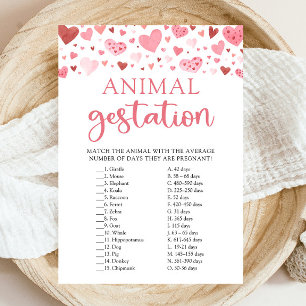 Invitation Jeu de gestation d'animaux pour Baby Shower Hearts