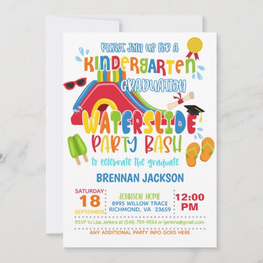 Invitation Jeu de glisse à l'école maternelle - Garçon (Devant)