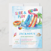 Invitation Jeu de glisse d'eau fête d'anniversaire (Devant)