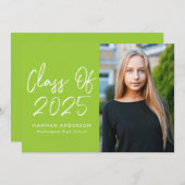 Invitation Jeu de graduation de la chaux de script moderne Gr (Devant / Derrière)