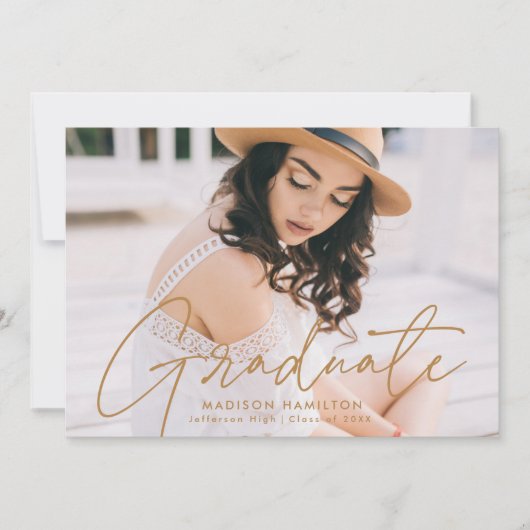 Invitation Jeu de graduation de la photo de Script Gold moder (Devant)