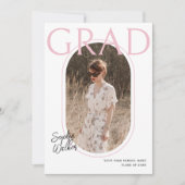 Invitation Jeu de graduation de photo minimal moderne rose (Devant)