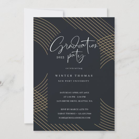 Invitation Jeu de graduation des arches concentrées de script (Devant)