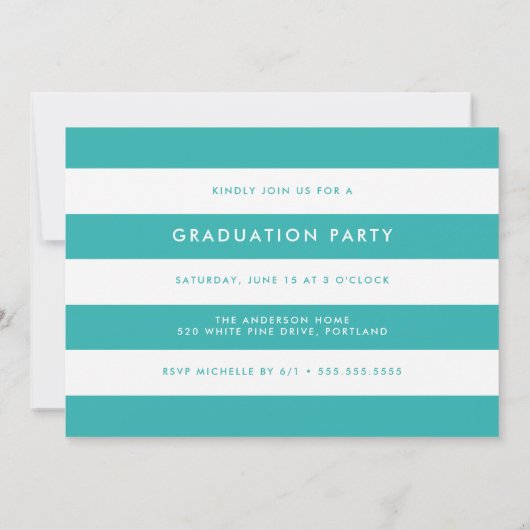 Invitation Jeu de graduation du script de pinceau turquoise (Dos)