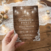 Invitation Jeu de graduation en dentelle de bois rustique