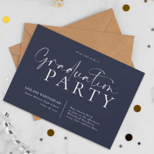 Invitation Jeu de graduation en typographie moderne Marine Bl