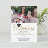 Invitation Jeu de graduation Gold moderne 2 Photo (Debout devant)