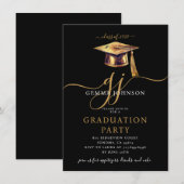 Invitation Jeu de graduation minimal de script moderne Gold N (Devant / Derrière)