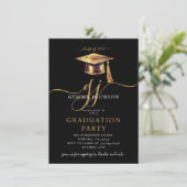 Invitation Jeu de graduation minimal de script moderne Gold N (Debout devant)