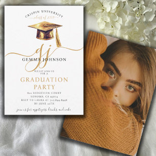 Invitation Jeu de graduation minimaliste Gold Moderne en