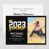 Invitation Jeu de graduation photo Black Gold moderne (Devant / Derrière)