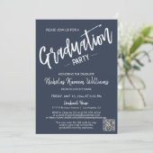 Invitation Jeu de graduation photo de code QR de la marine mo (Debout devant)