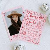 Invitation Jeu de graduation photo de gribouillis Red Doodles