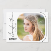Invitation Jeu de graduation photo minimal de script moderne (Devant)