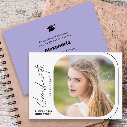 Invitation Jeu de graduation photo minimal de script moderne