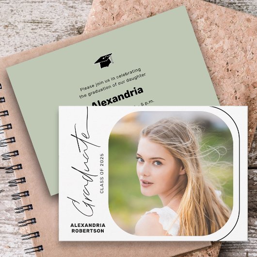 Invitation Jeu de graduation photo minimal de script moderne