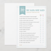 Invitation Jeu de Il a dit, Elle a dit (personnalisable) (Devant / Derrière)