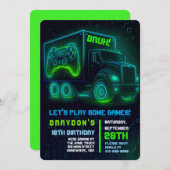 Invitation JEU DE JEUX VIDÉO CAMION JEU Anniversaire Fête Inv (Devant / Derrière)