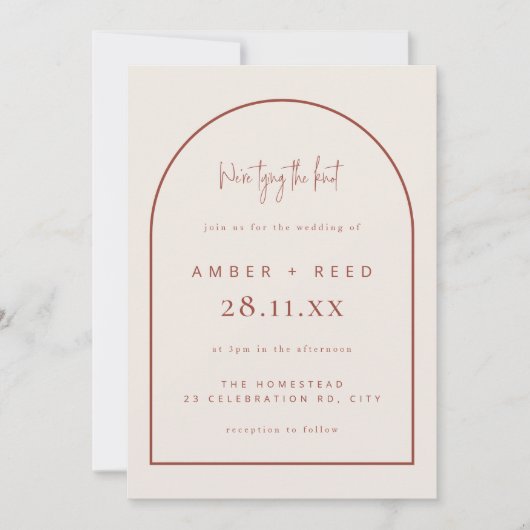 Invitation Jeu de jonction Arch moderne Mariage Script en ter (Devant)