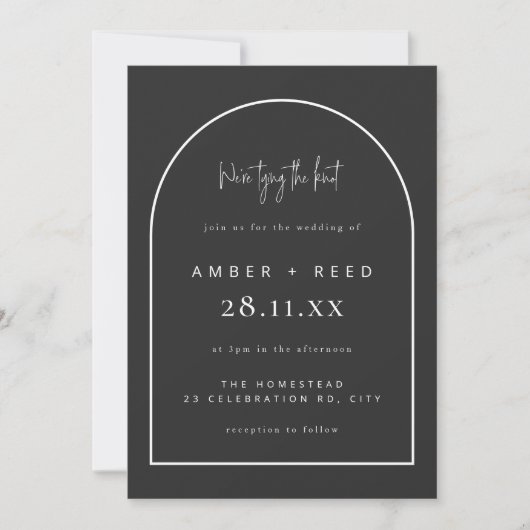 Invitation Jeu de jonction d'arc moderne Mariage Noir Matte S (Devant)