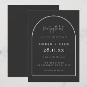 Invitation Jeu de jonction d'arc moderne Mariage Noir Matte S (Devant / Derrière)