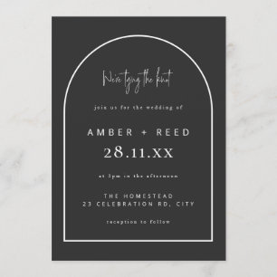 Invitation Jeu de jonction d'arc moderne Mariage Noir Matte S