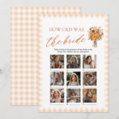 Invitation Jeu de la mariée gingham orange d'automne (Devant / Derrière)