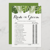 Invitation Jeu de la mariée ou du marié en verdure tropicale  (Devant / Derrière)