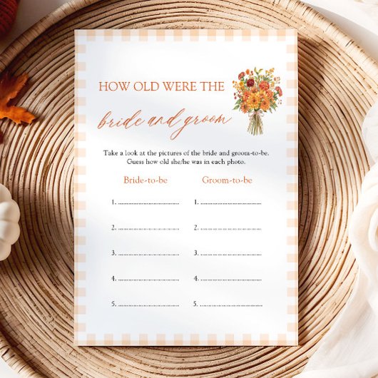 Invitation Jeu de l'âge des mariés à la fête nuptiale d'autom