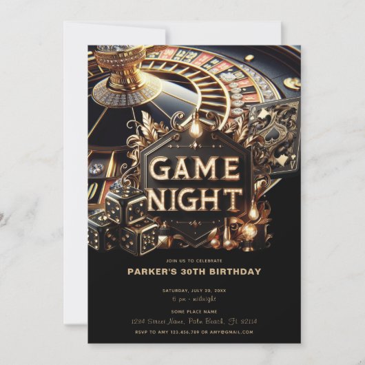 Invitation Jeu de luxe Night Party Black Gold (Devant)