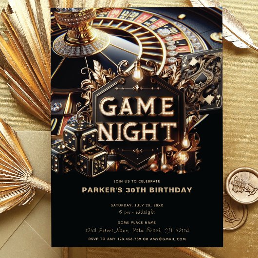 Invitation Jeu de luxe Night Party Black Gold