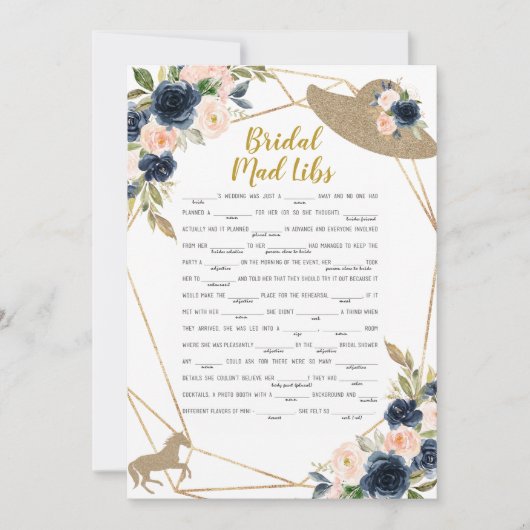 Invitation Jeu de Mad Libs sur le thème du chapeau de course (Devant)