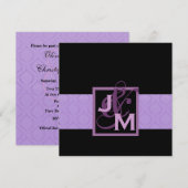 Invitation Jeu de Mariage damassé pourpre (Devant / Derrière)