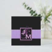 Invitation Jeu de Mariage damassé pourpre (Debout devant)