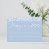 Invitation Jeu de mariage Dusty Blue Message dans une bouteil (Debout devant)
