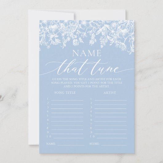 Invitation Jeu de mariage Dusty Blue Name That Tune (Devant)