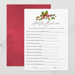 Invitation Jeu de mariage Floral Holly Noël pour la douche de