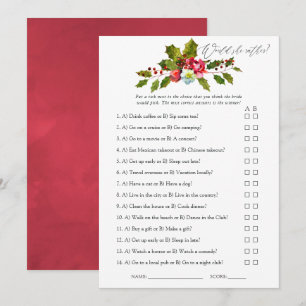 Invitation Jeu de mariage Floral Holly Noël pour la douche de