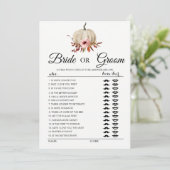 Invitation Jeu de mariage Floral pumpkin Bride or Groom (Debout devant)