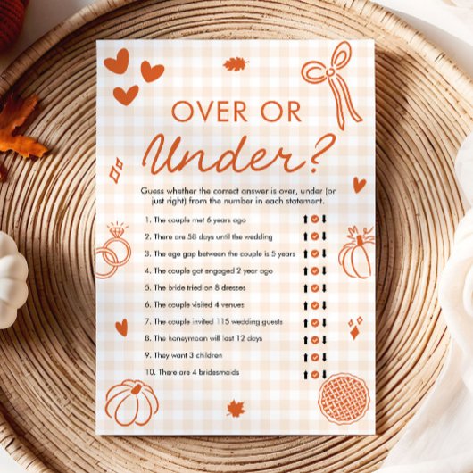Invitation Jeu de mariage Orange Fall Hand Drawn Over ou Unde