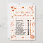 Invitation Jeu de mariage Orange Fall He Said She Said Bride (Devant)