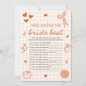 Invitation Jeu de mariage Orange Fall Qui connaît le mieux la (Devant)