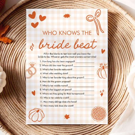 Invitation Jeu de mariage Orange Fall Qui connaît le mieux la