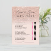 Invitation Jeu de mariage rose gold ombré pink guess (Debout devant)