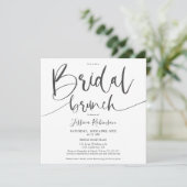 Invitation Jeu de mariée moderne gris rose vif brunch tendanc (Debout devant)