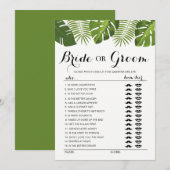 Invitation Jeu de mariée ou de mari éditable à verdure tropic (Devant / Derrière)