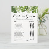 Invitation Jeu de mariée ou de mari éditable avec verdure tro (Debout devant)