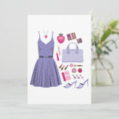 Invitation Jeu de mode violet (Debout devant)