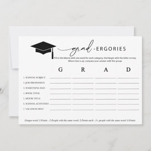Invitation Jeu de mots de graduation (Devant)