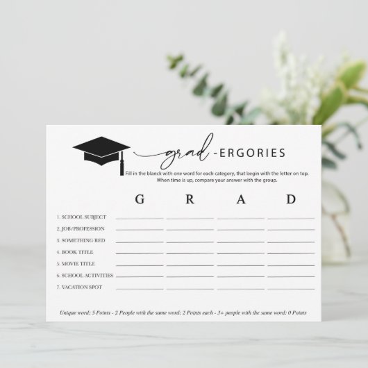 Invitation Jeu de mots de graduation (Debout devant)